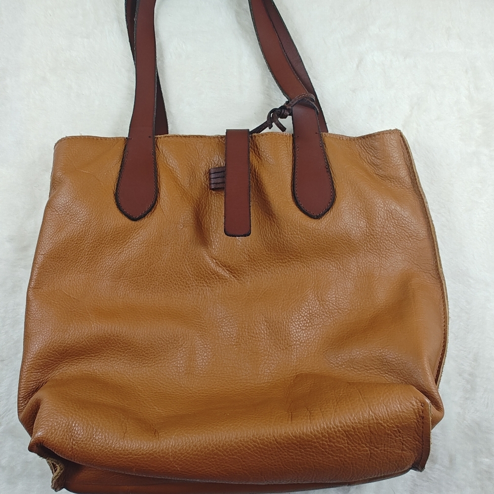 Lucky Brand Large Brown Genuine Leather Tote - Picture 8 of 10